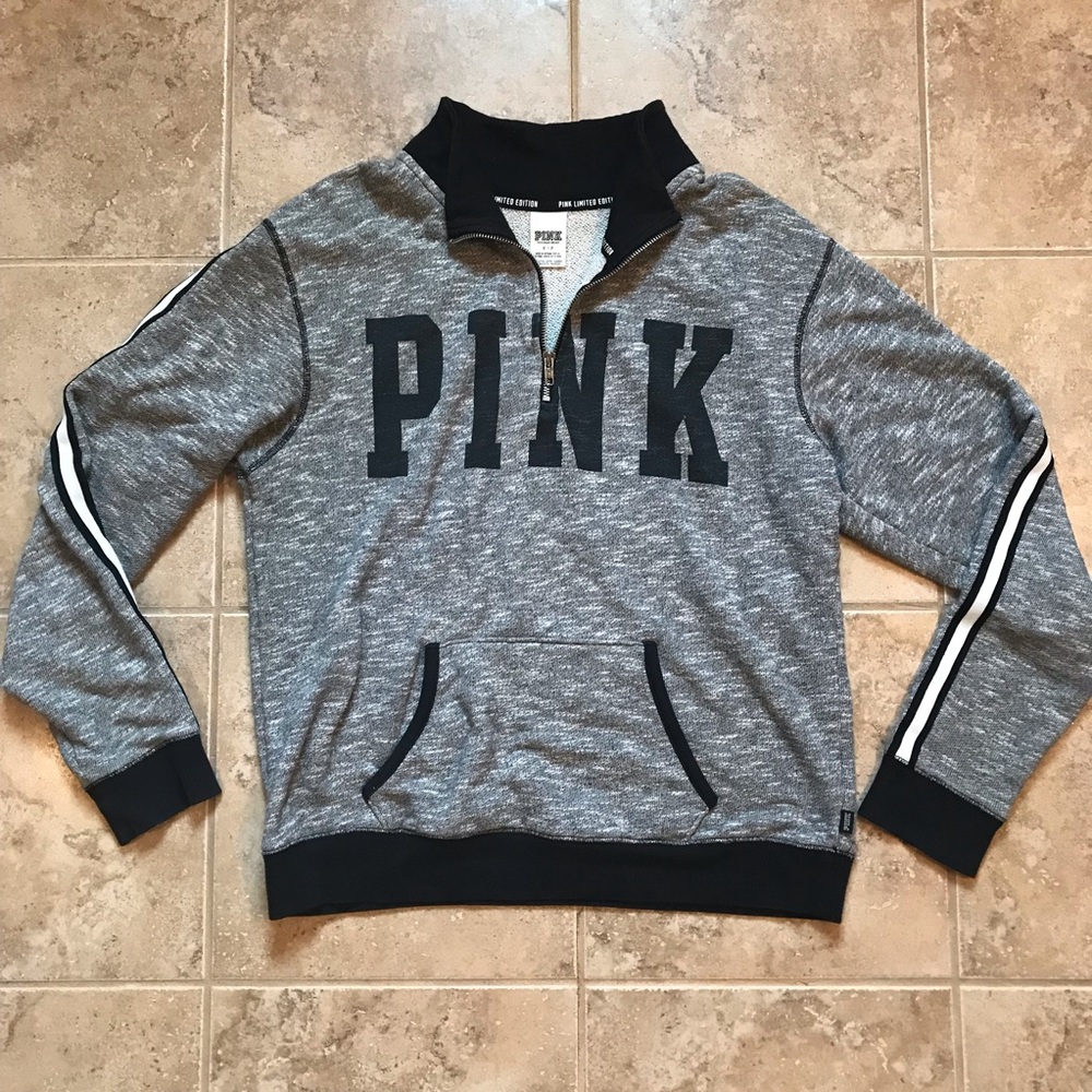 VS PINK Quarter Zip Boyfriend Pullover